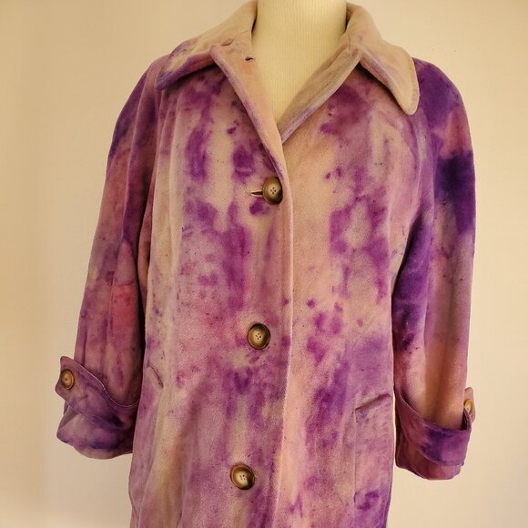 Regency Vintage cashmere car pea coat tie dyed gray purple blue pink beige M L
